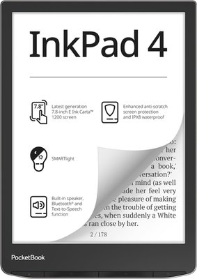 Электронная книга с подсветкой PocketBook 743G InkPad 4, Stundust Silver (PB743G-U-CIS)