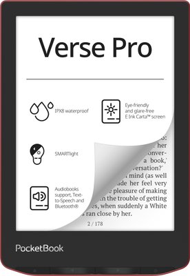 Электронная книга с подсветкой PocketBook 634 Verse Pro Passion Red (PB634-3-CIS)