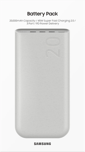 Зовнішній акумулятор (павербанк) Samsung 20000 mAh 45W Beige (EB-P4520XU)