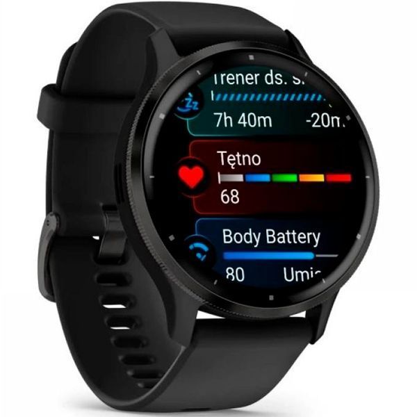 Смарт-годинник Garmin Venu 3 Slate Stainless Steel Bezel with Black Case and Silicone Band (010-02784-01/51)