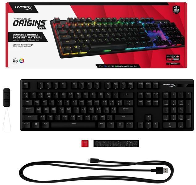 Клавіатура HyperX Alloy Origins PBT RGB Mechnical Red (639N3AA)