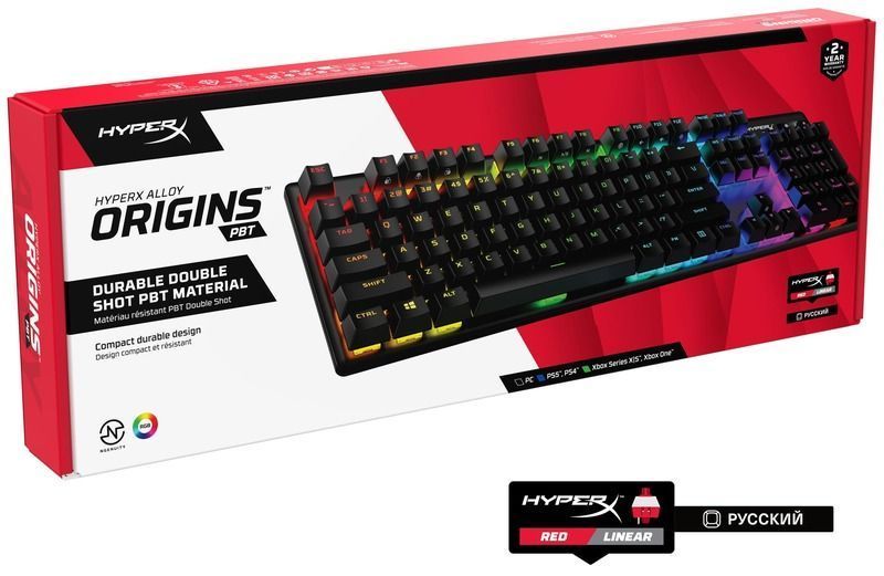 Клавіатура HyperX Alloy Origins PBT RGB Mechnical Red (639N3AA)