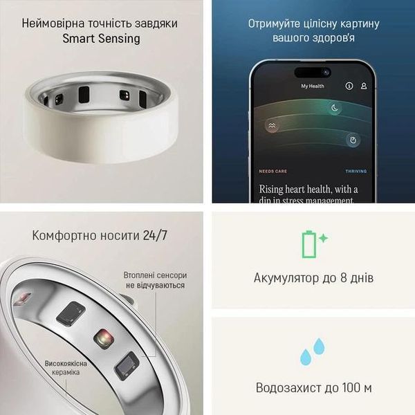 Смарт-кільце Oura Ring 4 Ceramic Cloud Size 9 (JZ90-57460-09)